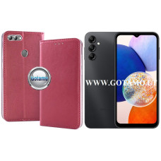 Samsung Galaxy A14, Samsung Galaxy A14 5G dėklai ir apsauginiai stiklai - Re-Cap magnetinis dėklas Samsung Galaxy A14, Samsung Galaxy A14 5G mobiliesiems telefonams bordo spalvos