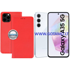 Samsung Galaxy A35 dėklai ir apsauginiai stiklai - Re-Grid magnetinis dėklas Samsung Galaxy A35 telefonui raudonos spalvos