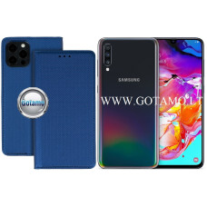 Re-Grid magnetinis dėklas Samsung Galaxy A70 telefonui mėlynos spalvos