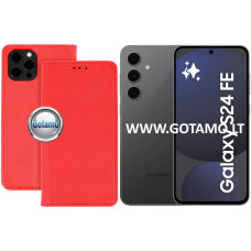 Samsung Galaxy S24 FE dėklai ir apsauginiai stiklai - Re-Grid magnetinis dėklas Samsung Galaxy S24 FE telefonui raudonos spalvos