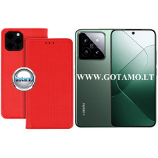 Xiaomi 14 dėklai ir apsauginiai stiklai - Re-Grid magnetinis dėklas Xiaomi 14 telefonui raudonos spalvos