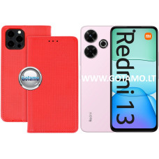Re-Grid magnetinis dėklas Xiaomi Redmi 13, Xiaomi Redmi 13 5G telefonams raudonos spalvos