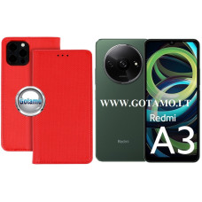 Xiaomi Redmi A3 dėklai ir apsauginiai stiklai - Re-Grid magnetinis dėklas Xiaomi Redmi A3 telefonui raudonos spalvos