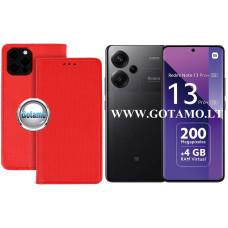 Xiaomi Redmi Note 13 Pro Plus dėklai ir apsauginiai stiklai - Re-Grid magnetinis dėklas Xiaomi Redmi Note 13 Pro Plus telefonui raudonos spalvos