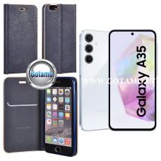 Samsung Galaxy A35 dėklai ir apsauginiai stiklai - Vennus Diary magnetinis dėklas Samsung Galaxy A35 telefonui mėlynos spalvos