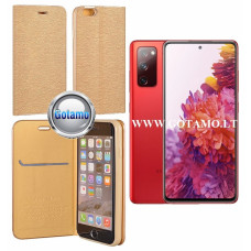 Vennus Diary magnetinis dėklas Samsung Galaxy S20 FE telefonui aukso spalvos