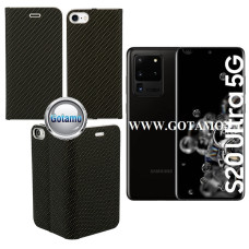 Samsung Galaxy S20 Ultra dėklai ir apsauginiai stiklai - Vennus Diary magnetinis dėklas Samsung Galaxy S20 Ultra telefonui Carbon juodos spalvos