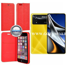 Vennus Diary magnetinis dėklas Xiaomi Poco X4 Pro 5G telefonui raudonos spalvos