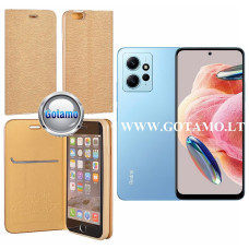 Vennus Diary magnetinis dėklas Xiaomi Redmi Note 12 4G telefonui aukso spalvos