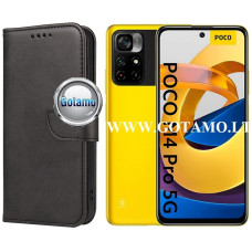 Wing dėklas knygelė Xiaomi Poco M4 Pro 5G, Xiaomi Redmi Note 11T 5G telefonams juodos spalvos