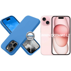 Apple iPhone 15 dėklai ir apsauginiai stiklai - B-Soft dėklas nugarėlė Apple iPhone 15 telefonui mėlynos spalvos