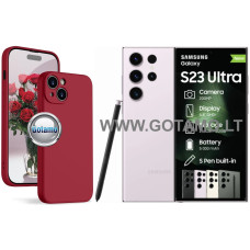 B-Soft Plus dėklas nugarėlė Samsung Galaxy S23 Ultra mobiliajam telefonui bordo spalvos