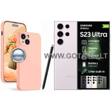 B-Soft Plus dėklas nugarėlė Samsung Galaxy S23 Ultra mobiliajam telefonui šviesiai oranžinės spalvos