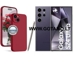B-Soft Plus dėklas nugarėlė Samsung Galaxy S24 Ultra mobiliajam telefonui bordo spalvos