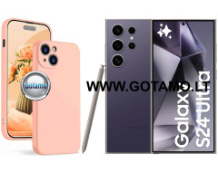B-Soft Plus dėklas nugarėlė Samsung Galaxy S24 Ultra telefonui šviesiai oranžinės spalvos