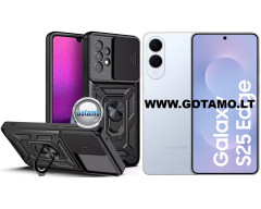 B-Ultra dėklas nugarėlė šarvai Samsung Galaxy S25 Edge telefonui juodos spalvos
