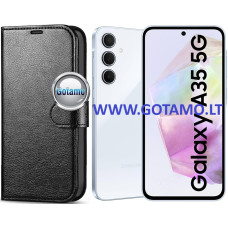 Samsung Galaxy A35 dėklai ir apsauginiai stiklai - Diary Mate dėklas Samsung Galaxy A35 telefonui juodos spalvos