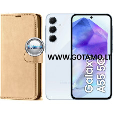 Samsung Galaxy A55 dėklai ir apsauginiai stiklai - Diary Mate dėklas Samsung Galaxy A55 telefonui aukso spalvos