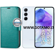 Samsung Galaxy A55 dėklai ir apsauginiai stiklai - Diary Mate dėklas Samsung Galaxy A55 telefonui smaragdinės žalios spalvos