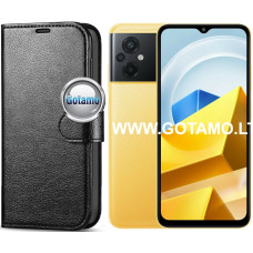 Xiaomi Poco M5, M4 5G, Xiaomi Redmi 10 5G dėklai ir apsauginiai stiklai - Diary Mate dėklas Xiaomi Poco M5, M4 5G, Xiaomi Redmi 10 5G telefonams juodos spalvos