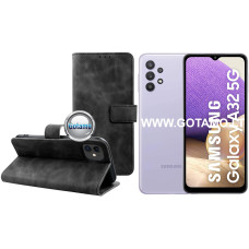 Samsung Galaxy A32 5G dėklai ir apsauginiai stiklai - Diary-S veliūrinis dėklas Samsung Galaxy A32 5G telefonui juodos spalvos