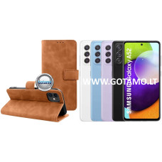 Samsung Galaxy A52, A52 5G, A52s 5G dėklai ir apsauginiai stiklai - Diary-S veliūrinis dėklas Samsung Galaxy A52, Samsung Galaxy A52 5G, Samsung Galaxy A52s 5G telefonams rudos spalvos