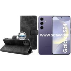 Samsung Galaxy S24 dėklai ir apsauginiai stiklai - Diary-S veliūrinis dėklas Samsung Galaxy S24 telefonui juodos spalvos