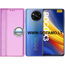 Xiaomi Poco X3, X3 NFC, Xiaomi Poco X3 Pro dėklai ir apsauginiai stiklai - Domino magnetinis dėklas Xiaomi Poco X3, Xiaomi Poco X3 NFC, Xiaomi Poco X3 Pro telefonams šviesiai violetinės spalvos