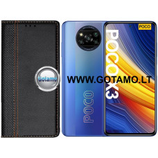 Xiaomi Poco X3, X3 NFC, Xiaomi Poco X3 Pro dėklai ir apsauginiai stiklai - Domino magnetinis dėklas Xiaomi Poco X3, Xiaomi Poco X3 NFC, Xiaomi Poco X3 Pro telefonams juodos spalvos