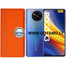 Xiaomi Poco X3, X3 NFC, Xiaomi Poco X3 Pro dėklai ir apsauginiai stiklai - Domino magnetinis dėklas Xiaomi Poco X3, Xiaomi Poco X3 NFC, Xiaomi Poco X3 Pro telefonams oranžinės spalvos