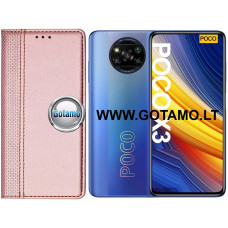 Xiaomi Poco X3, X3 NFC, Xiaomi Poco X3 Pro dėklai ir apsauginiai stiklai - Domino magnetinis dėklas Xiaomi Poco X3, Xiaomi Poco X3 NFC, Xiaomi Poco X3 Pro telefonams rožinio aukso spalvos