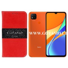 Gotamo D-gravity natūralios odos dėklas Xiaomi Redmi 9C, Xiaomi Redmi 10A mobiliesiems telefonams raudonos spalvos Vilnius | Plungė | Plungė