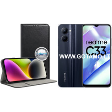 Realme C33, Realme C33 2023 dėklai ir apsauginiai stiklai - Re-Cap magnetinis dėklas Realme C33, Realme C33 2023 telefonams juodos spalvos