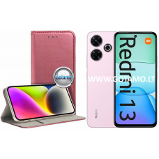 Xiaomi Redmi 13, Xiaomi Redmi 13 5G dėklai ir apsauginiai stiklai - Re-Cap magnetinis dėklas Xiaomi Redmi 13, Xiaomi Redmi 13 5G telefonams bordo spalvos
