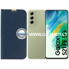 Samsung Galaxy S21 FE 5G dėklai ir apsauginiai stiklai - Vennus Diary magnetinis dėklas Samsung Galaxy S21 FE 5G telefonui tamsiai mėlynos spalvos
