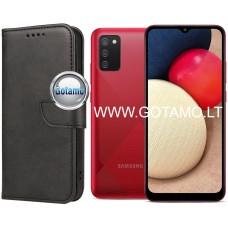 Samsung Galaxy A02s, Samsung Galaxy A03s dėklai ir apsauginiai stiklai - Wing dėklas knygelė Samsung Galaxy A02s, Samsung Galaxy A03s telefonams juodos spalvos