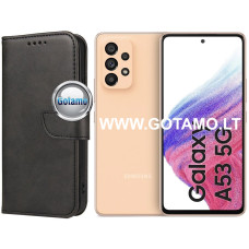 Samsung Galaxy A53 5G dėklai ir apsauginiai stiklai - Wing dėklas knygelė Samsung Galaxy A53 5G telefonui juodos spalvos