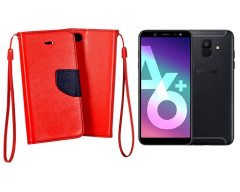 Manager dėklas Samsung Galaxy A6 Plus (2018) telefonui raudonos spalvos