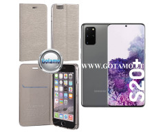 Vennus Diary magnetinis dėklas Samsung Galaxy S20 Plus telefonui sidabro spalvos