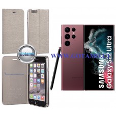 Vennus Diary magnetinis dėklas Samsung Galaxy S22 Ultra 5G telefonams sidabro spalvos Šiauliai | Palanga | Telšiai